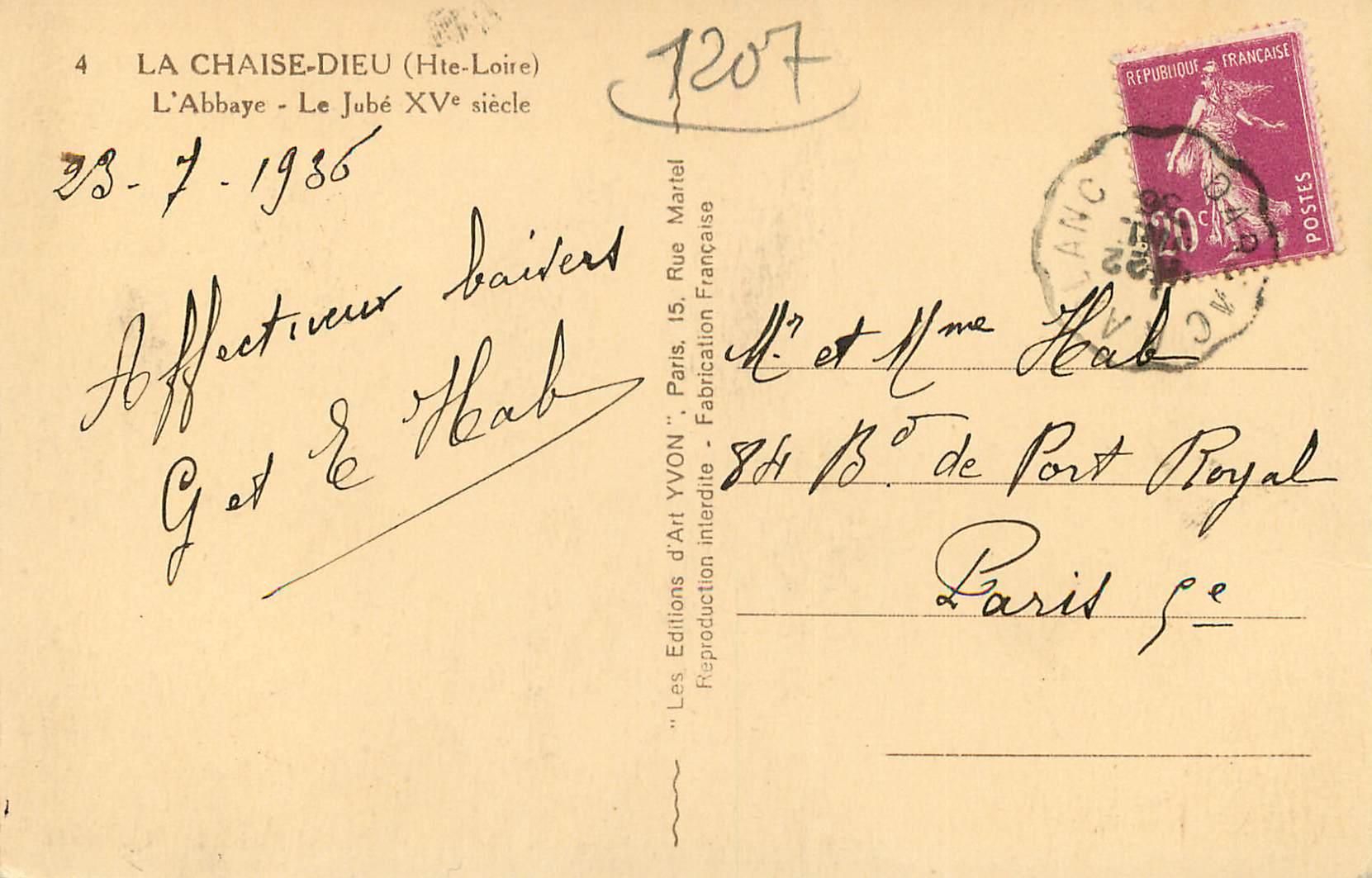 L'Abbaye de La Chaise-Dieu — Le Jubé XVe siècle — Éditions d'Art Yvon, Paris — Verso