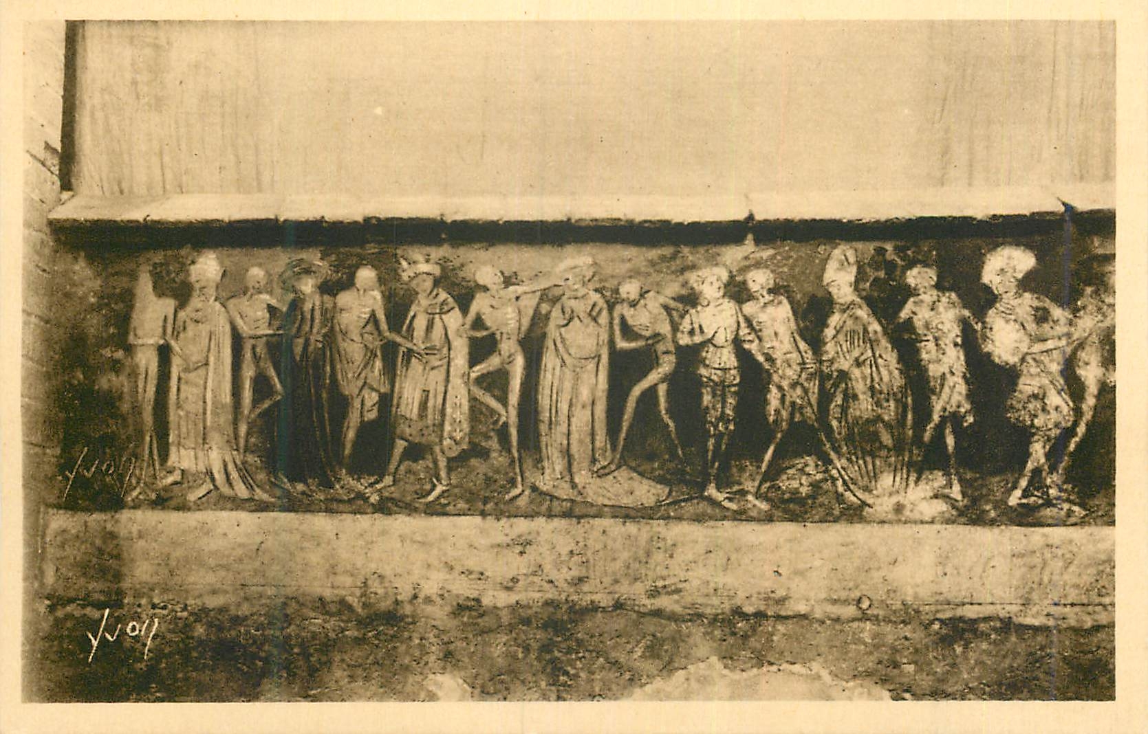 La Chaise-Dieu (Hte-Loire) — Danse macabre — Église, 1er panneau, XVe siècle — Éditions d'Art YVON, Paris