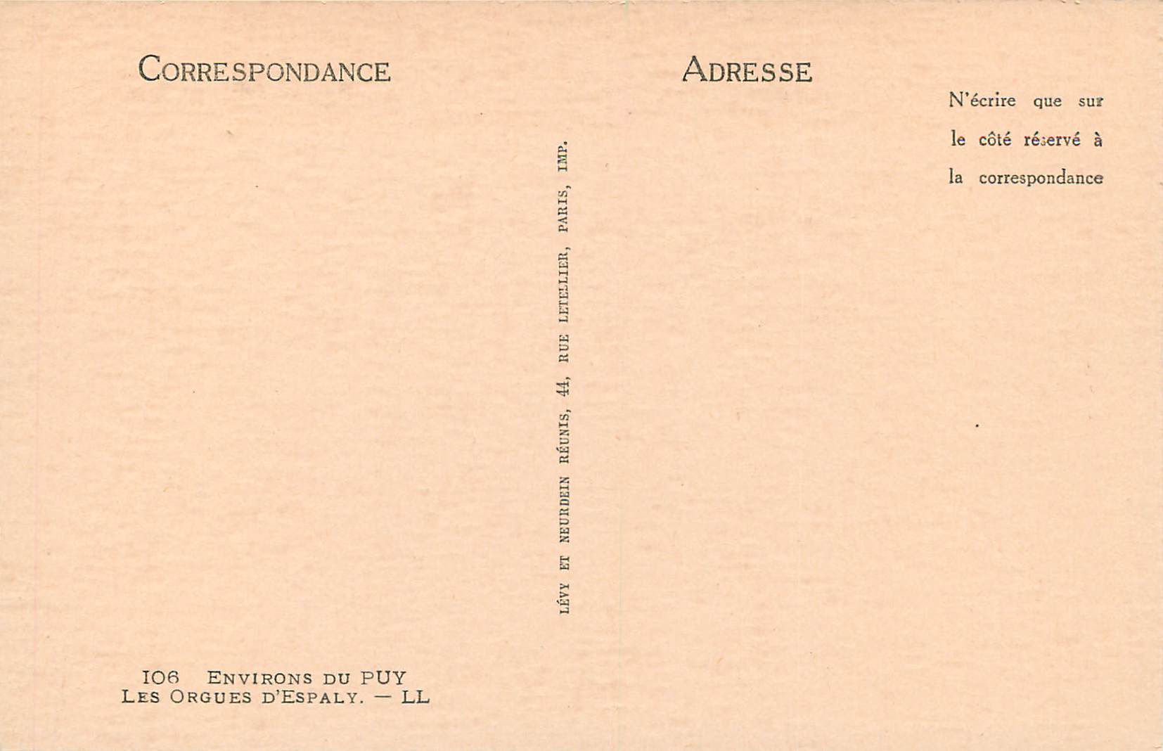 CPA Environs du Puy les Orgues d'Espaly — Rückseite