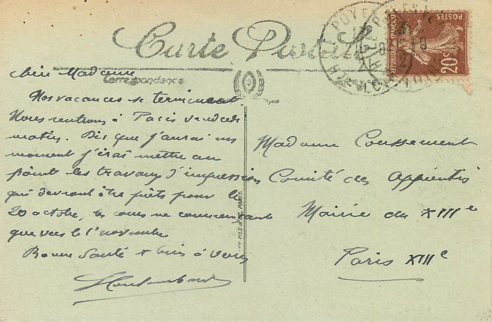 Le Puy — Vue prise de la Côte Rocheardaud — LL. n°8 — Verso