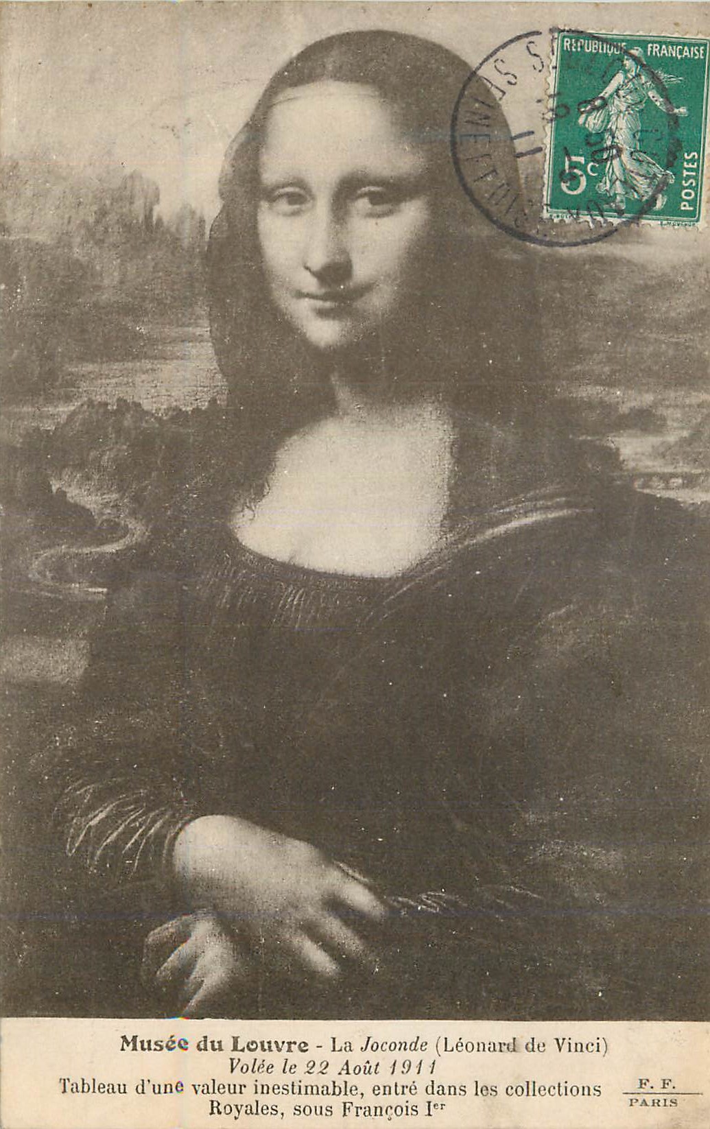 CPA Musee du Louvre la Joconde (Leonard de Vinci) Volee le 22 Aout 1911