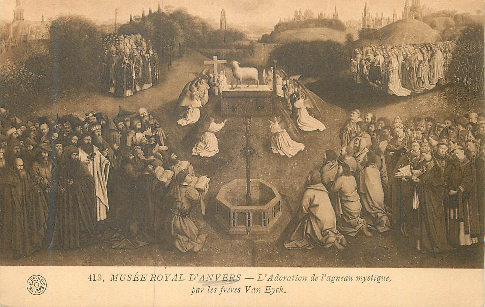 CPA Musee Royal d'Anvers l'Adoration de L'Agneau Mystique par les Freres Van Eyck