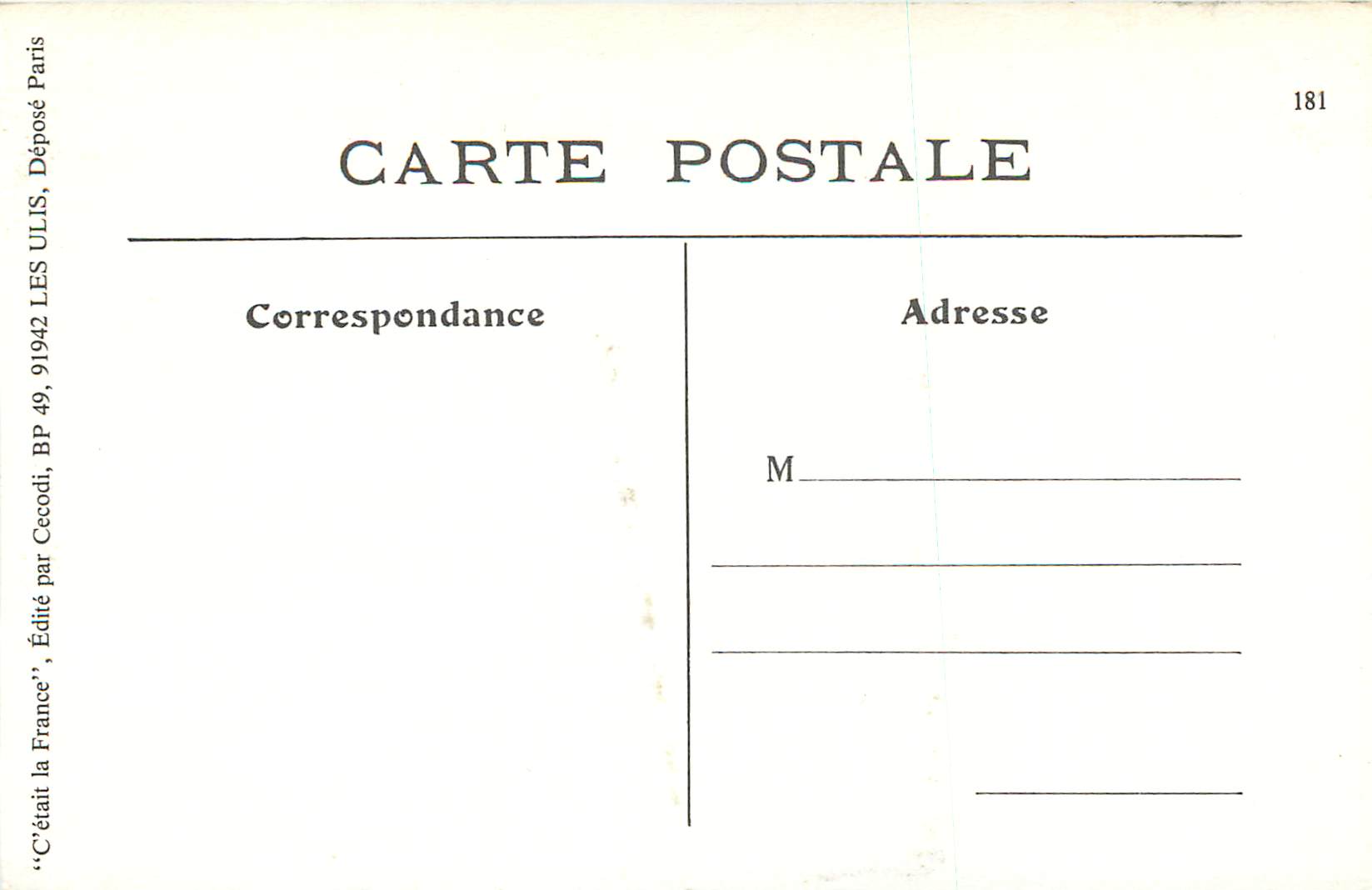 Saint-Germain-en-Laye — Restaurant Parisien, C. Marchal, propriétaire — Place de la Paroisse — Éditeur : France la France, n° 181 — Verso