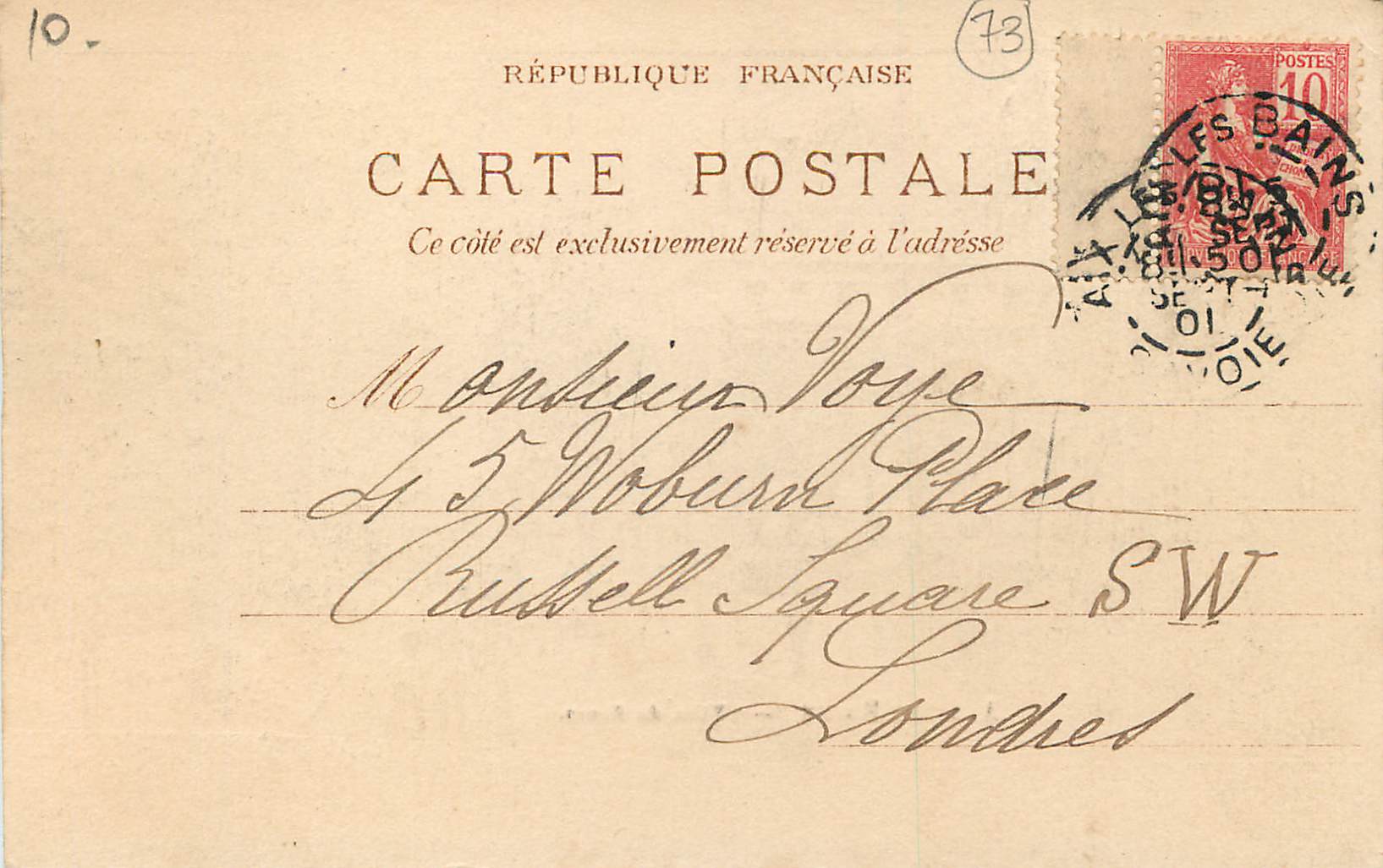 CPA Aix les Bains La Villa des Fleurs — Verso