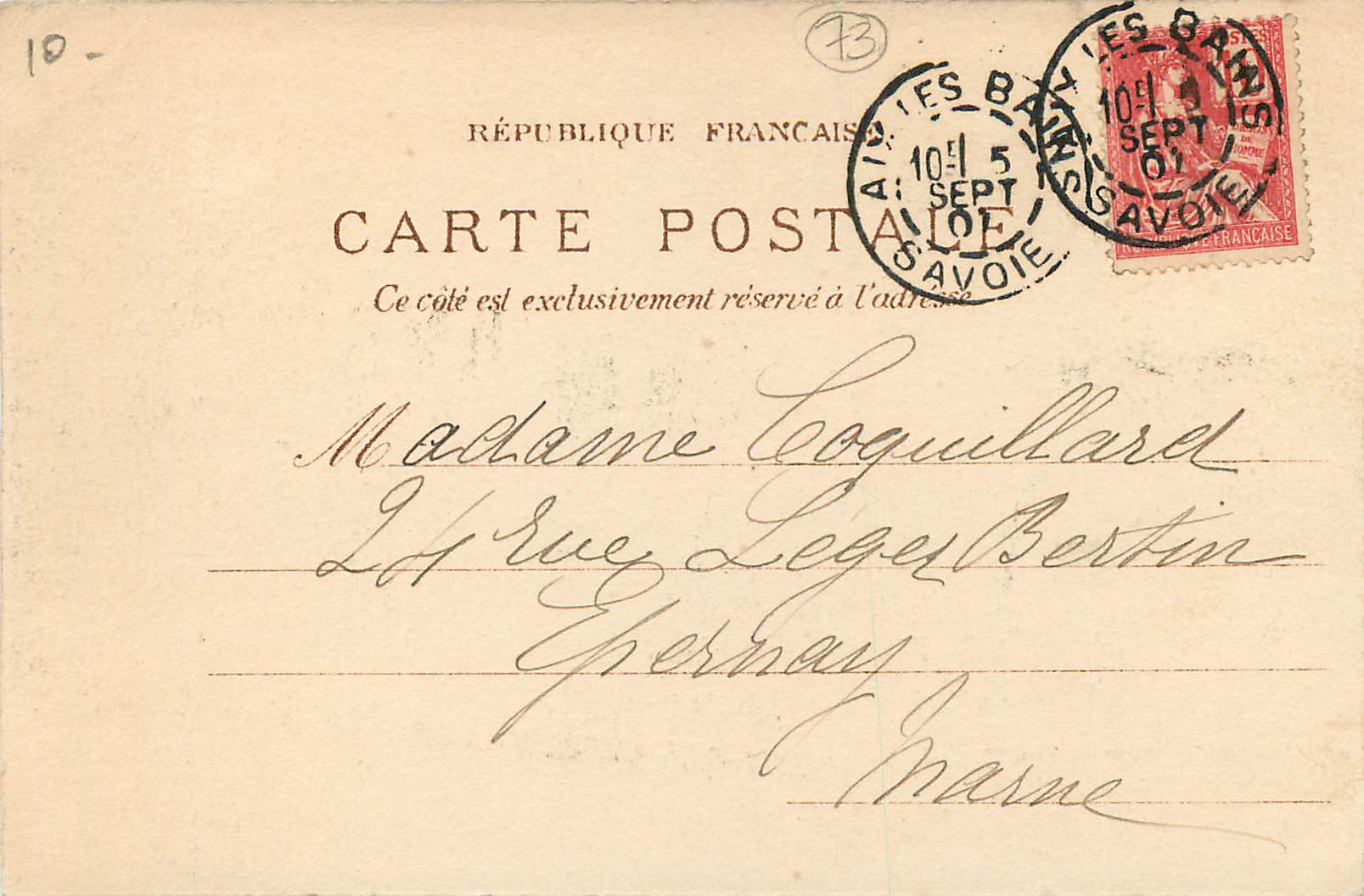 CPA Aix les Bains Le Casino (carte 1900) — Verso
