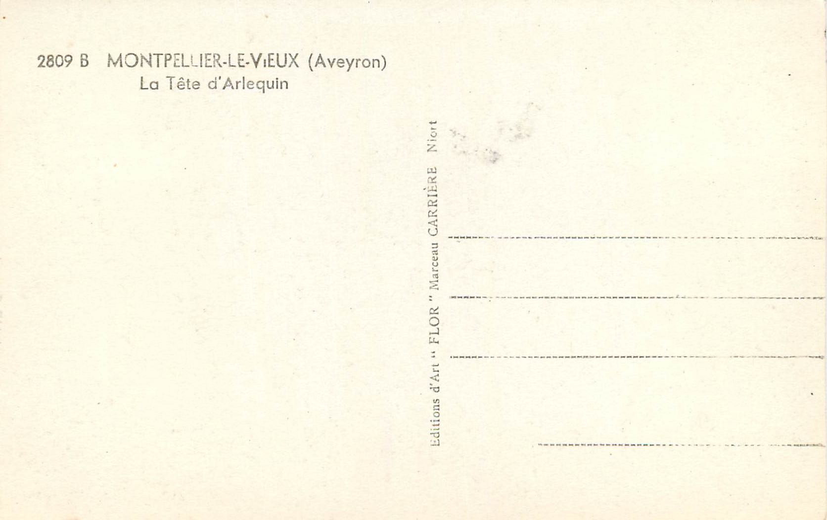 CPM Montpellier le Vieux (Aveyron) la Tete d'Arlequin — Rückseite