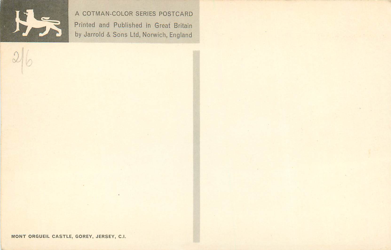 CPM Mont Orgueil Castle Gorey Jersey CI — Back