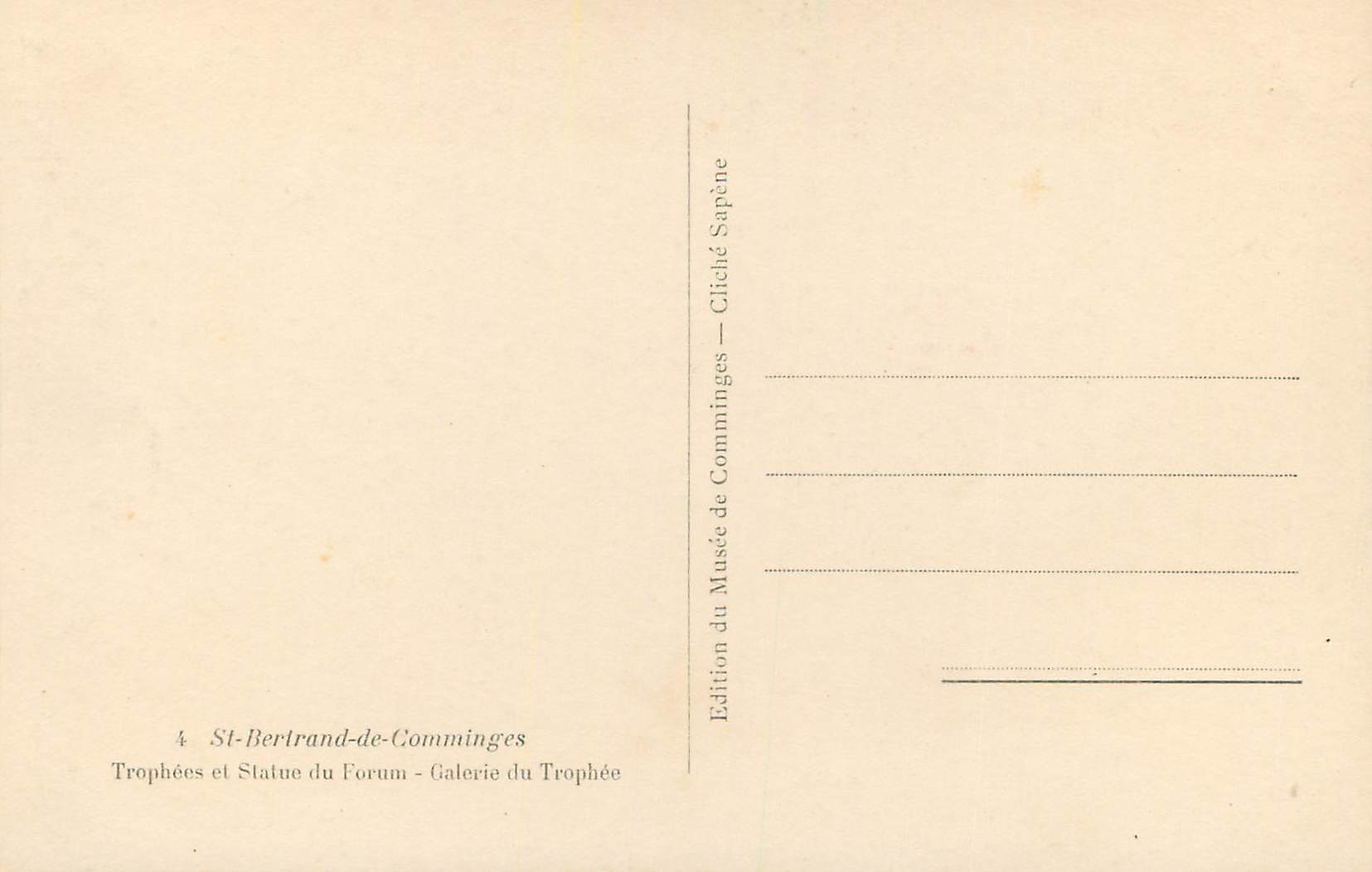 CPM St Bertrand de Comminges Trophees et Statue du Forum Galerie du Trophee — Verso