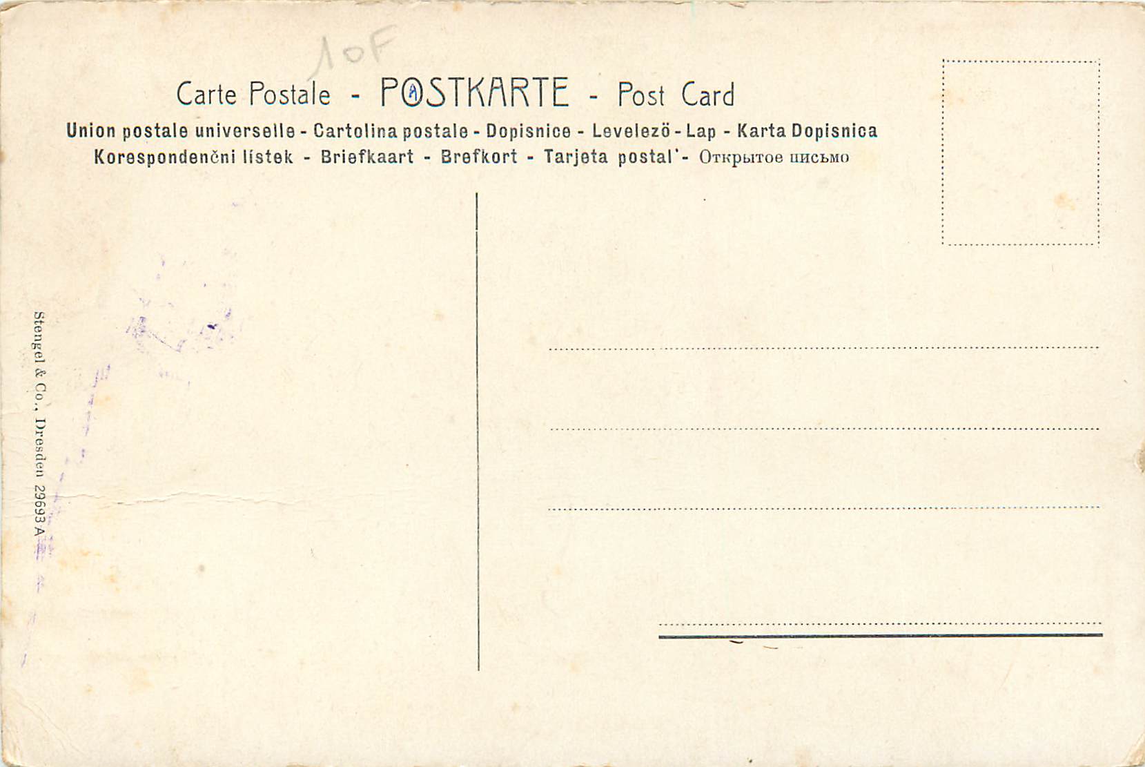 CPA Mater Dolorosa Dresden — Verso
