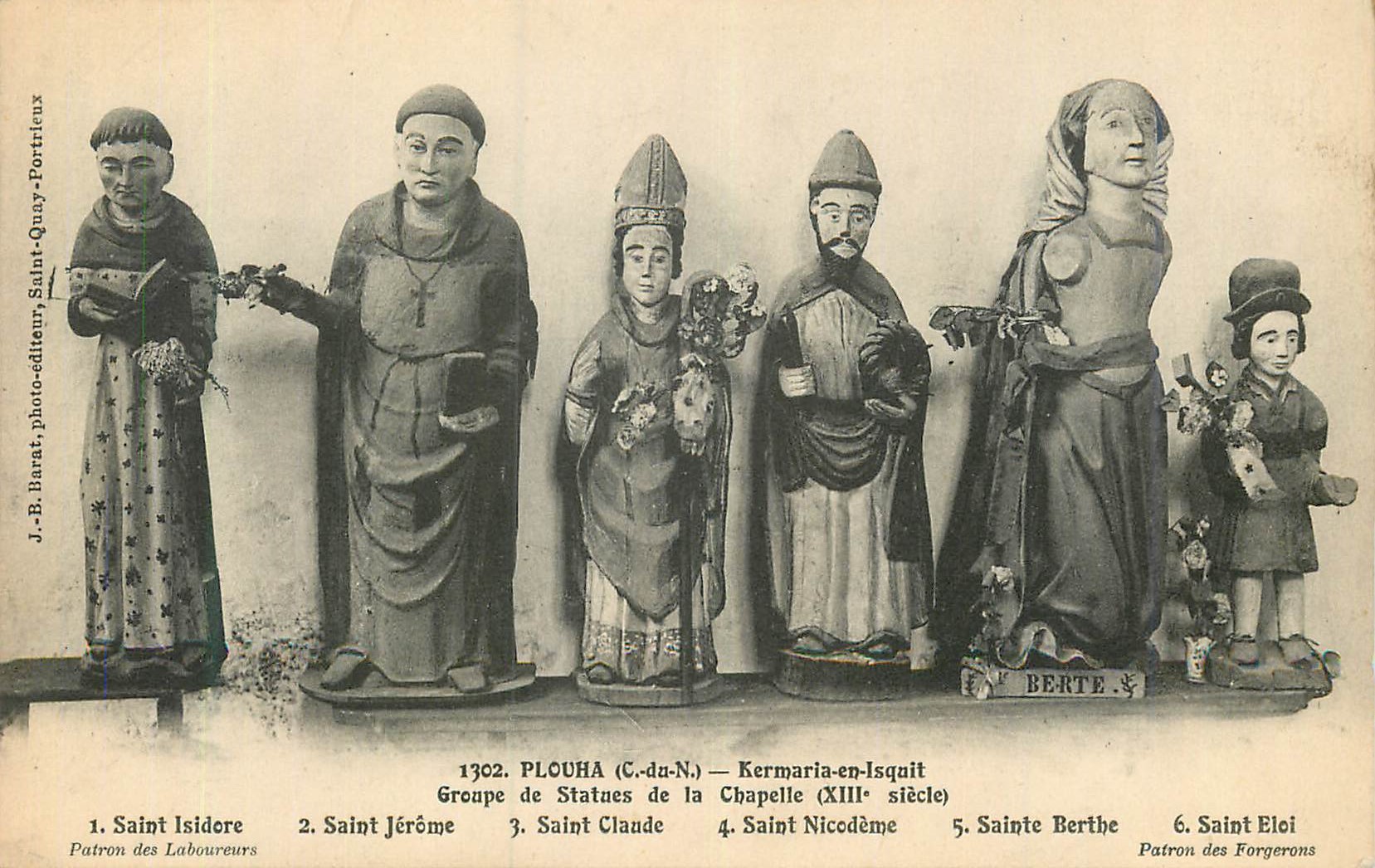 Groupe de Statues de la Chapelle (XIIIe siècle) — Plouha (C.-du-N.) — Kermaria-en-Isquit — J.-B. Barat, photo-éditeur, Saint-Quay-Portrieux