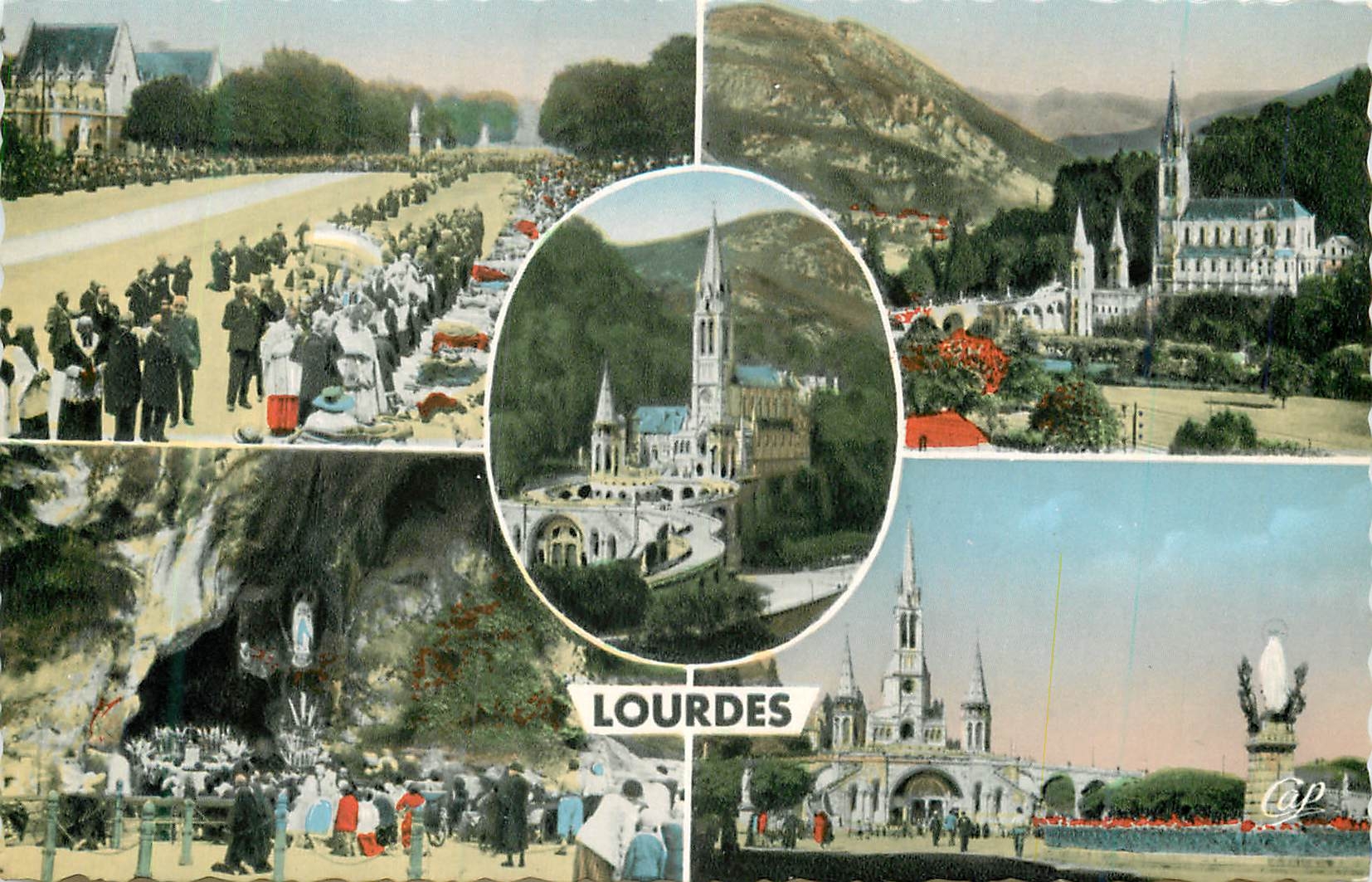 CPM Lourdes Benediction des Malades la Basilique et la Grotte