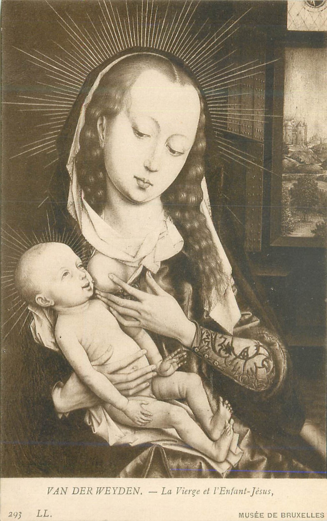 CPA Musee de Bruxelles Van der Weyden la Vierge et l'Enfant Jesus