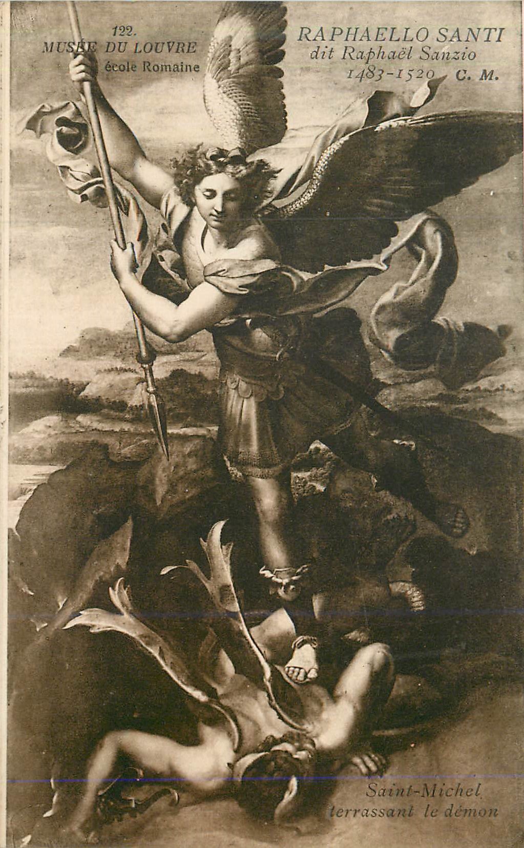 CPA Musee du Louvre Ecole Romaine Saint Michel Terrassant le Demon