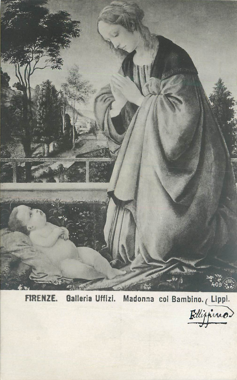 CPA Firenze Galleria Uffizi Madonna col Bambino Lippi