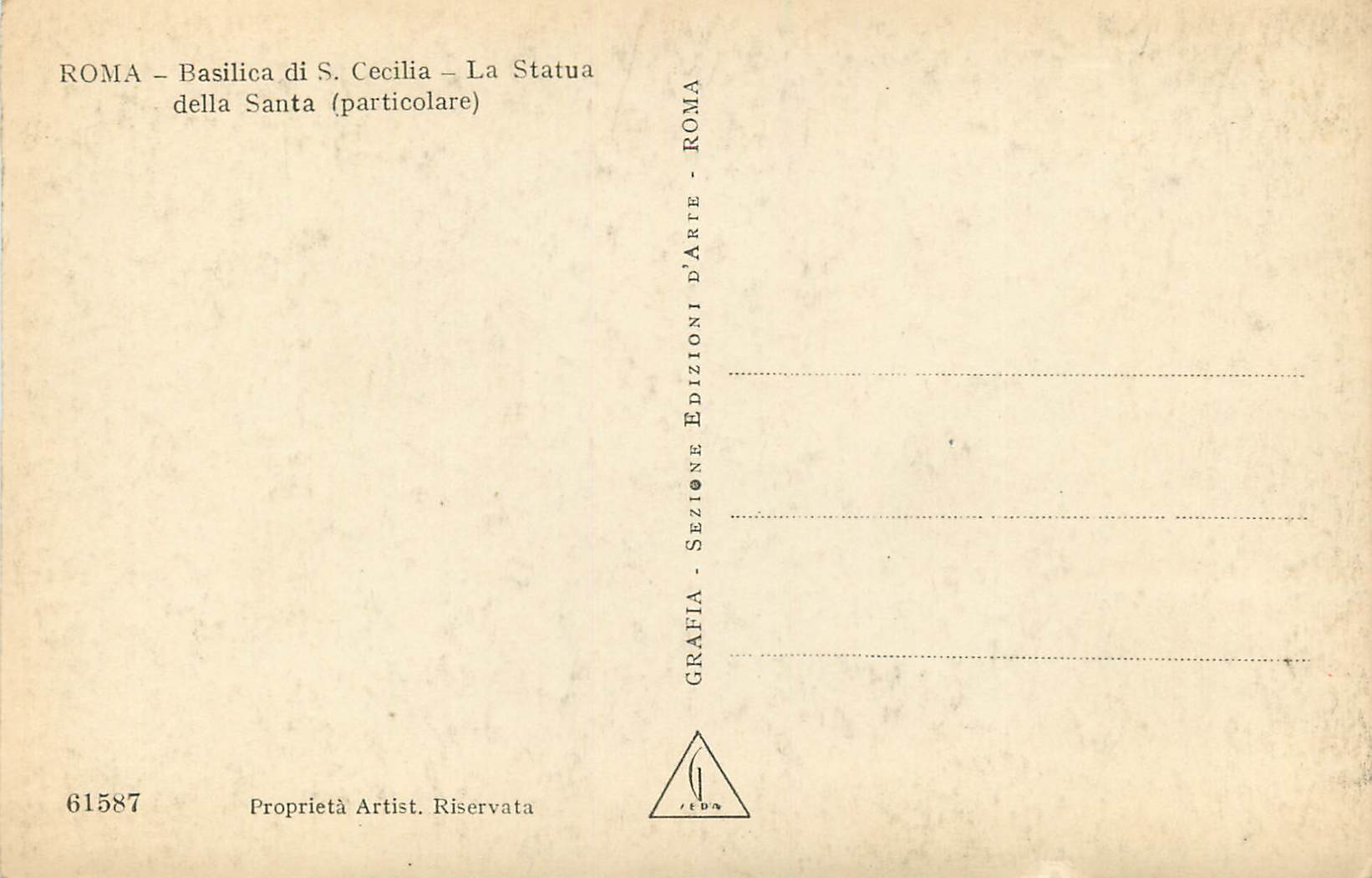 CPA Roma Basilica di S Cecilia la Statua della Santa (Particolare) — Rückseite