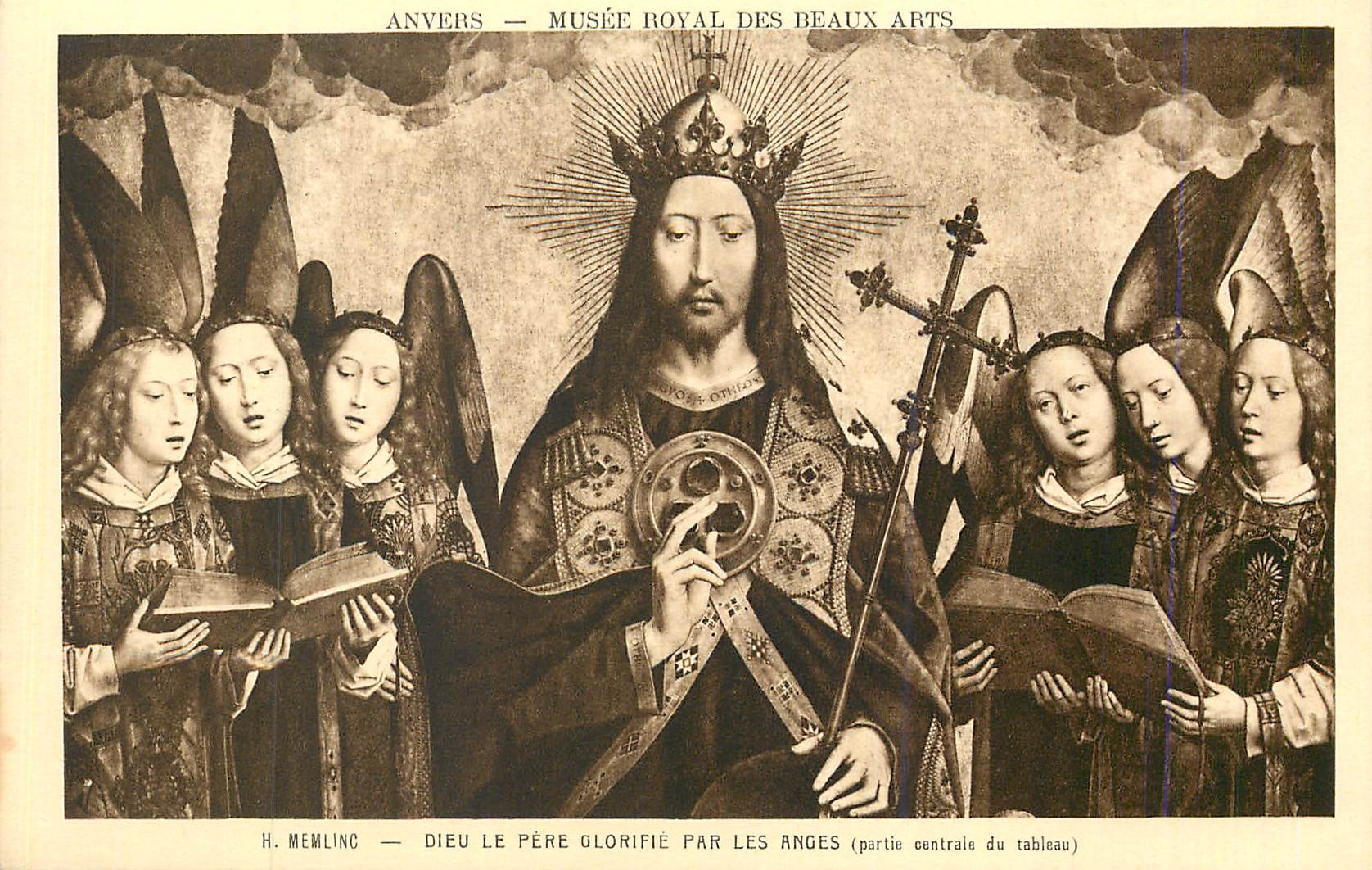 CPA Anvers Musee Royal des Beaux Arts H Memling Dieu le pere Glorifie par les Anges 
