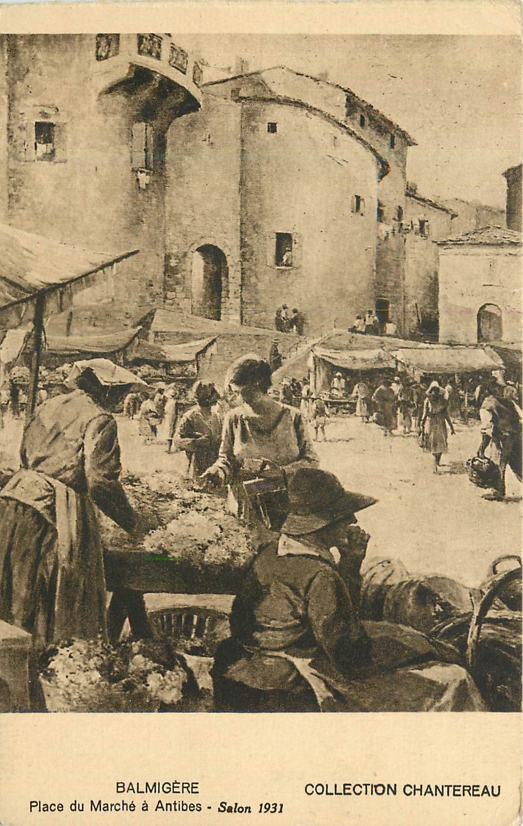 CPA Balmigere Place du Marche a Antibes Salon 1931