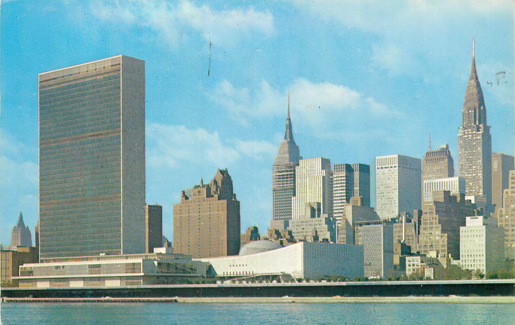 CPM New York NY United Nations Buildings Tudor City Empire State and Chrysler Buildings as seen from the East River