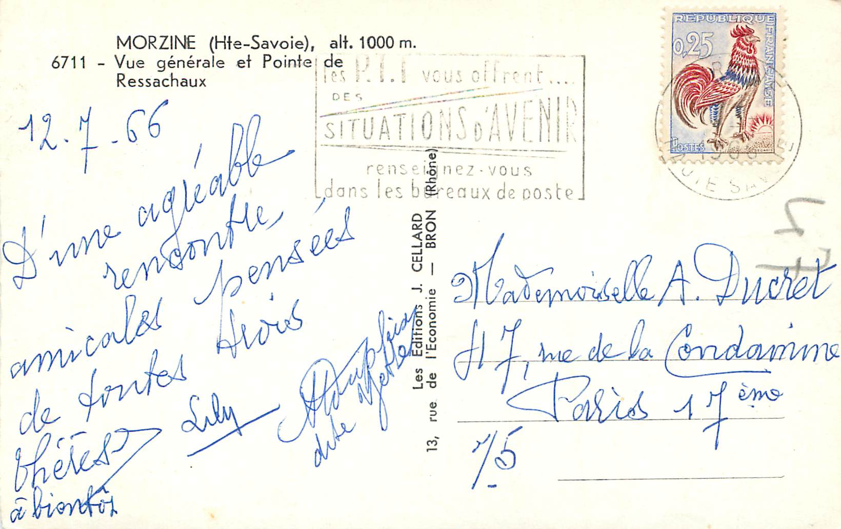 CPM Morzine (Hte Savoie) alt 1000m Vue Generale et Pointe de Ressachaux — Rückseite