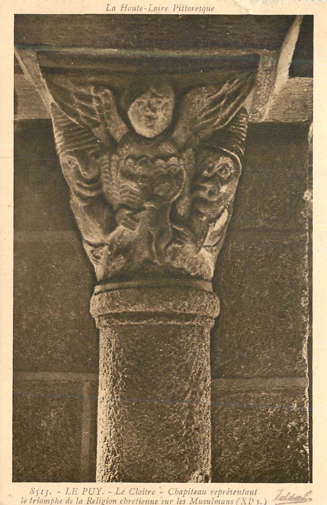 Le Puy - Il Cloître - Capitello rappresentante la vittoria della Religione cristiana sui Musulmani (XII secolo)