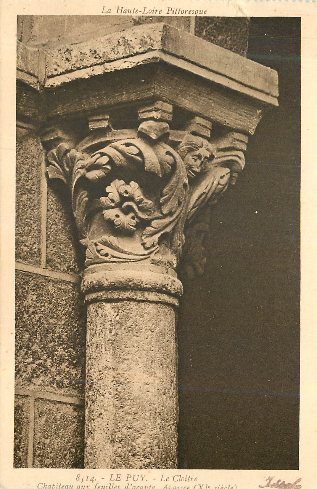 Le Puy - Le Cloître — Chapiteau aux feuilles d'acanthe (XIIe siècle) — Éditions Bulot, Vichy