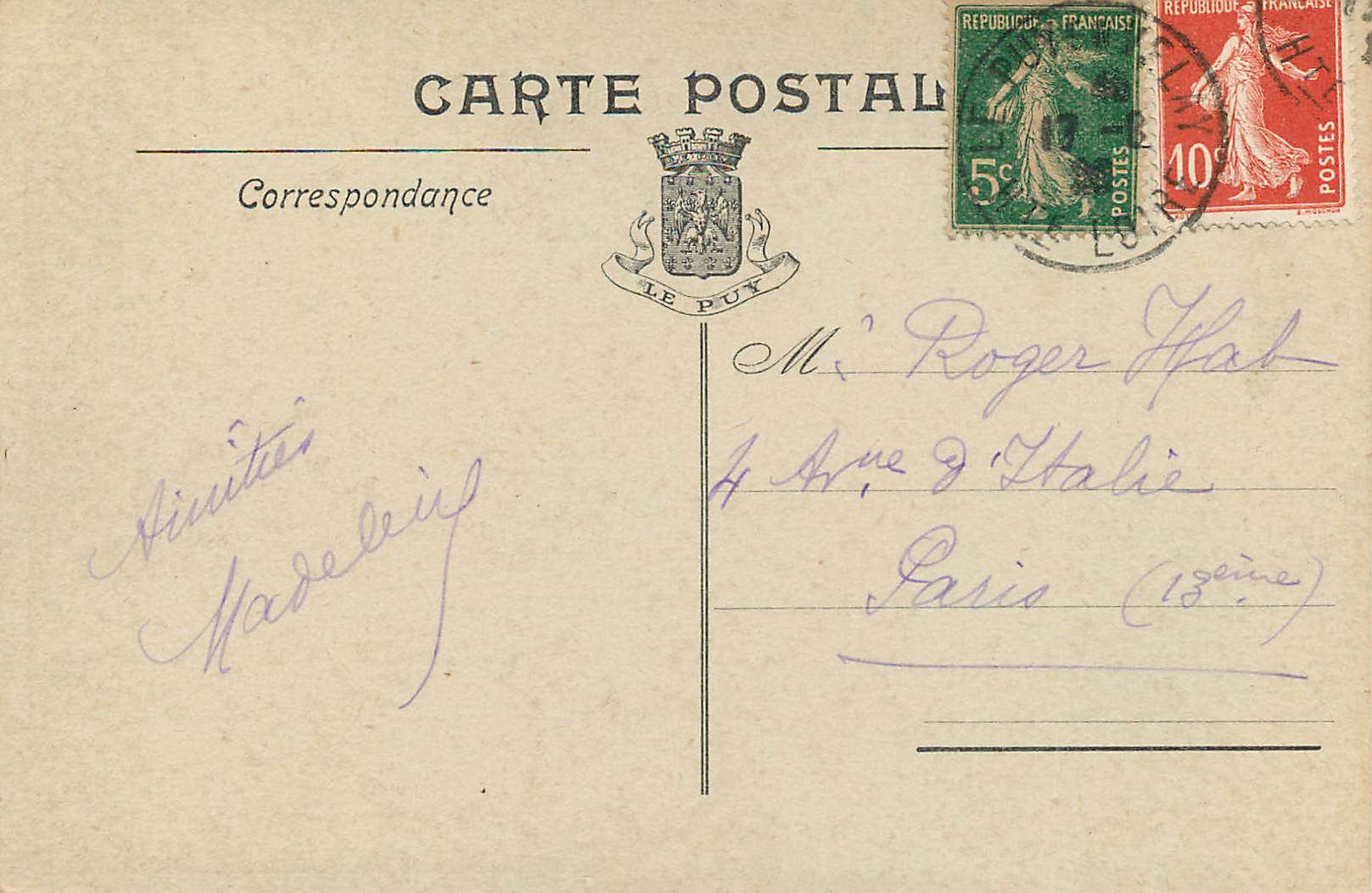 CPA le Puy  le Vierge et l'Eglise Saint Michel — Verso