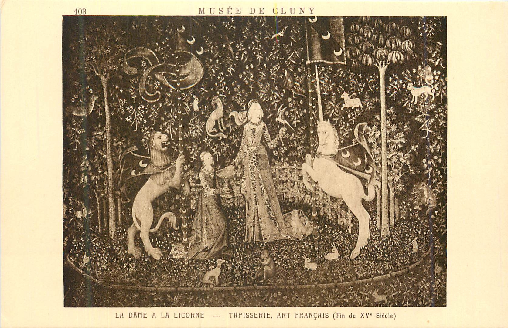 CPA Musee de Cluny la Dame a la Licorne Tapisserie Art Francais (fin du XVe siecle)