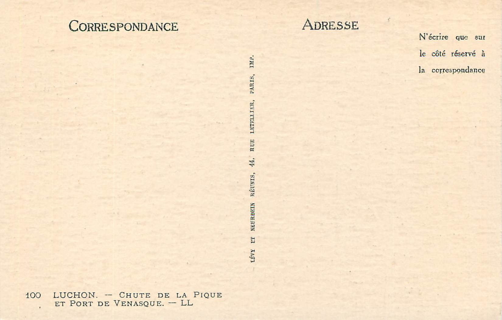 CPA Luchon Chute de la Pique et Port de Venasque — Verso