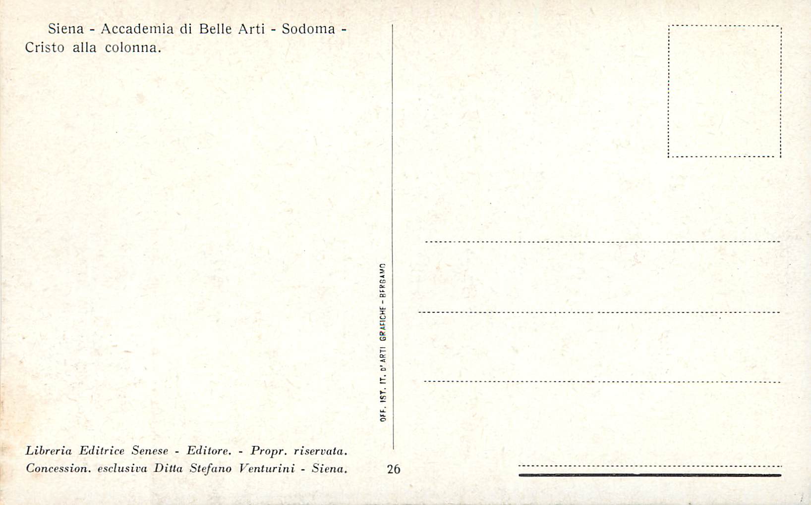 CPA Siena Accademia di Belle Arti Sodoma Cristo Alla Colonna — Rückseite