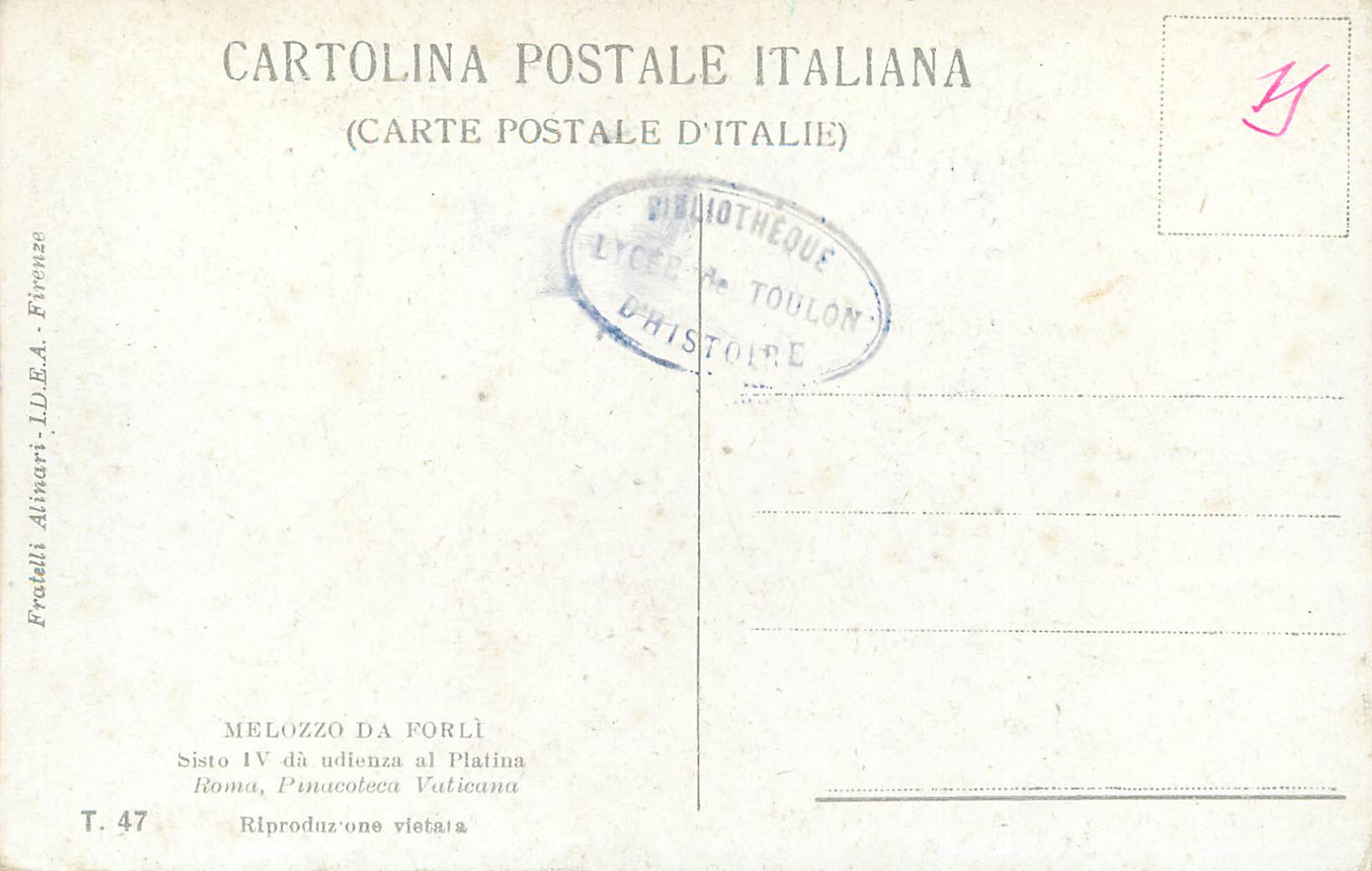 Sisto IV à l'audience au Palatin — Fratelli Alinari, T. 47 — Reverso