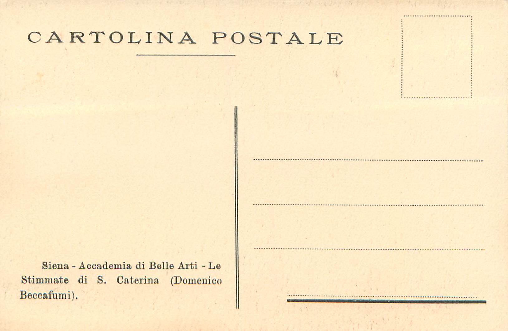 CPA Siena Accademia di Belle Arti le Stimmate di S Caterina (Domenico Beccafumi — Rückseite
