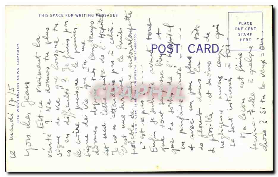 Greetings from Washinton D C - American Flag Illustration-CPA — Rückseite