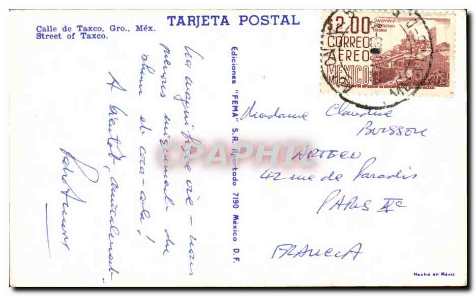 Vue de Taxco — Éd. 'FEMA' S.A. — N° de série non visible — Reverso