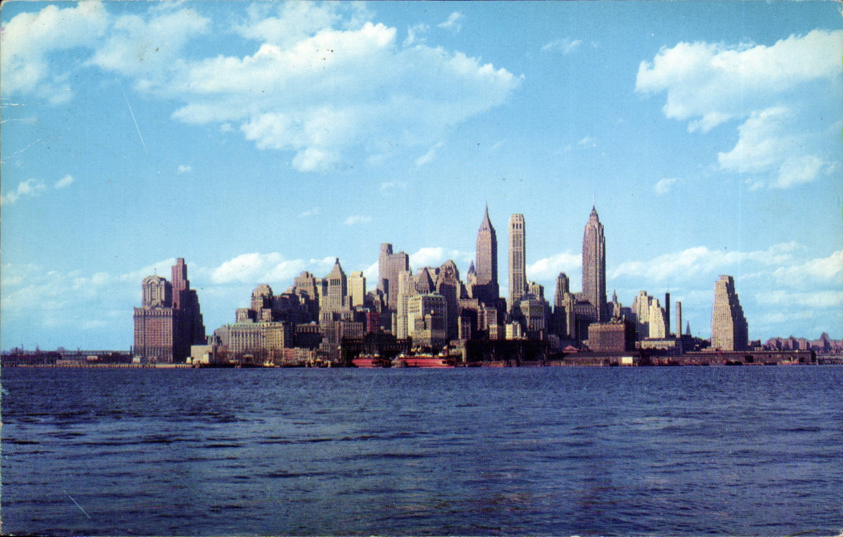 The New York Skyline- The Symbol of America's greatness and open entrance into New York harbor - CPA