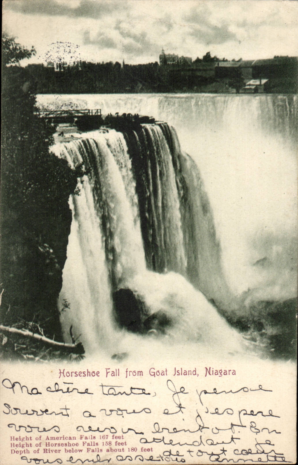 New York- Horshoe Fall from Goat Island- Niagara- CPA