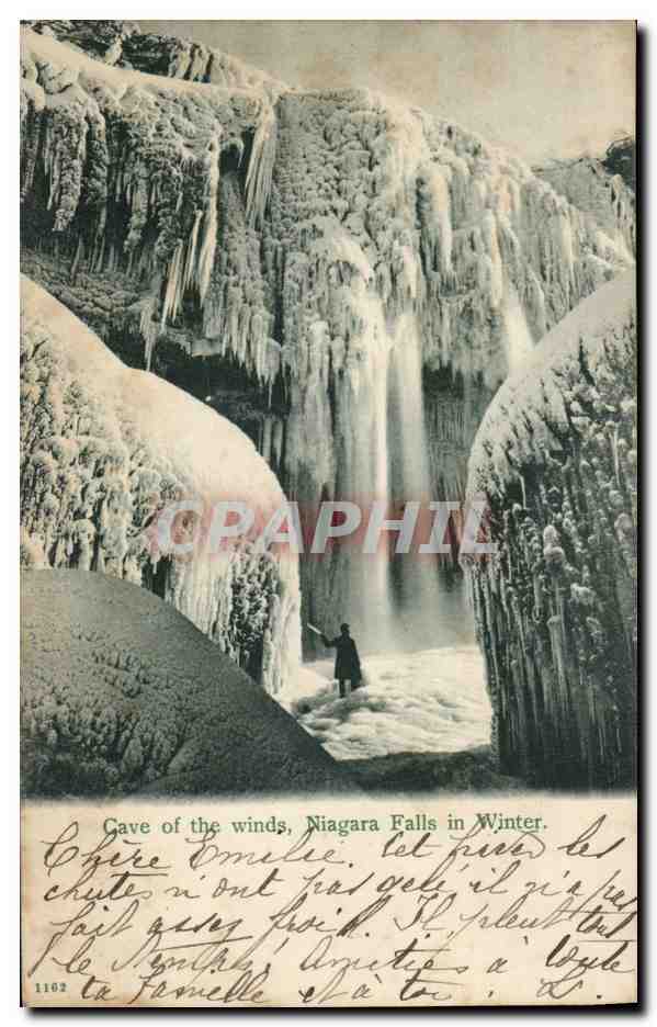 New York- Cave of the Winds- Niagara Falls in Winter- CPA