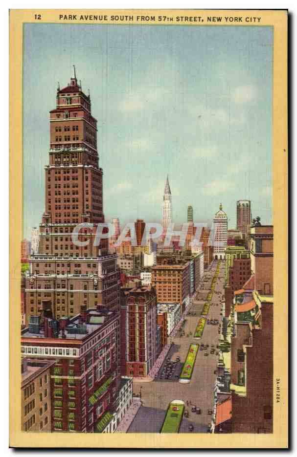 New York- Looking Down Park Avenue from 57th Street with the Chrysler Building in the Background-Illustration - CPA
