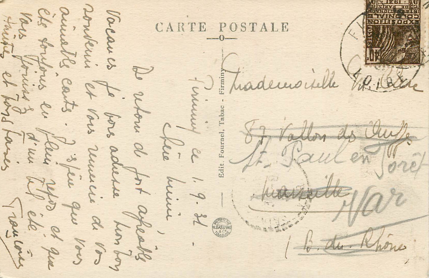 CPA Environs de firminy le pertulset le viadue et le tunnel — Rückseite