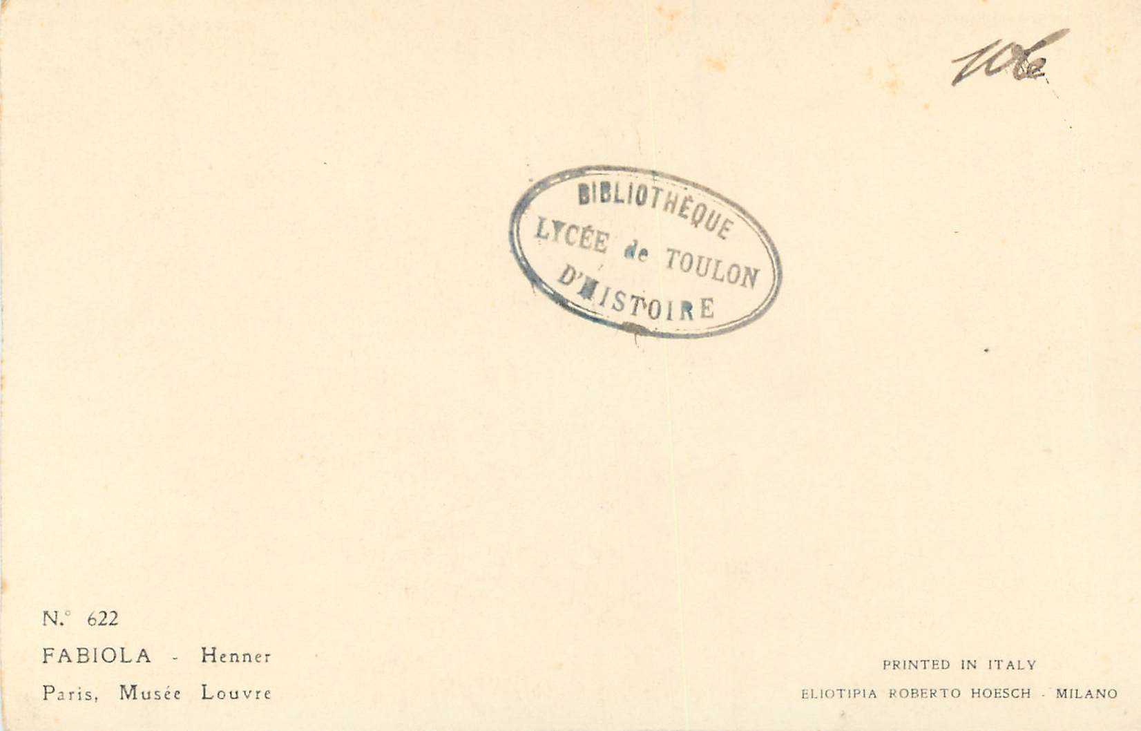 CPA N 622 fabiola henner paris musee louvre — Verso