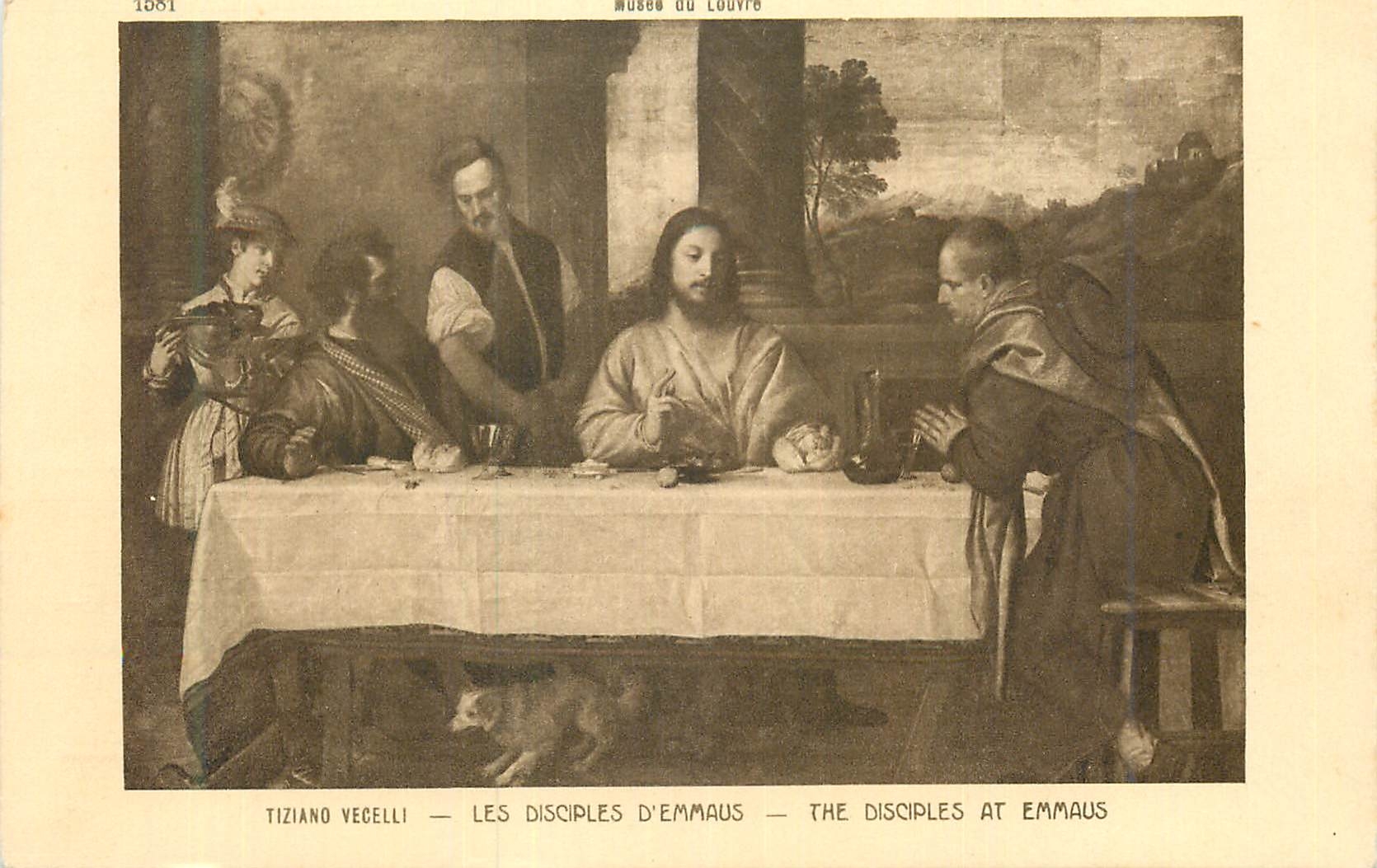 CPA Musee du louvre tiziano vecelli les disciples d emmaus