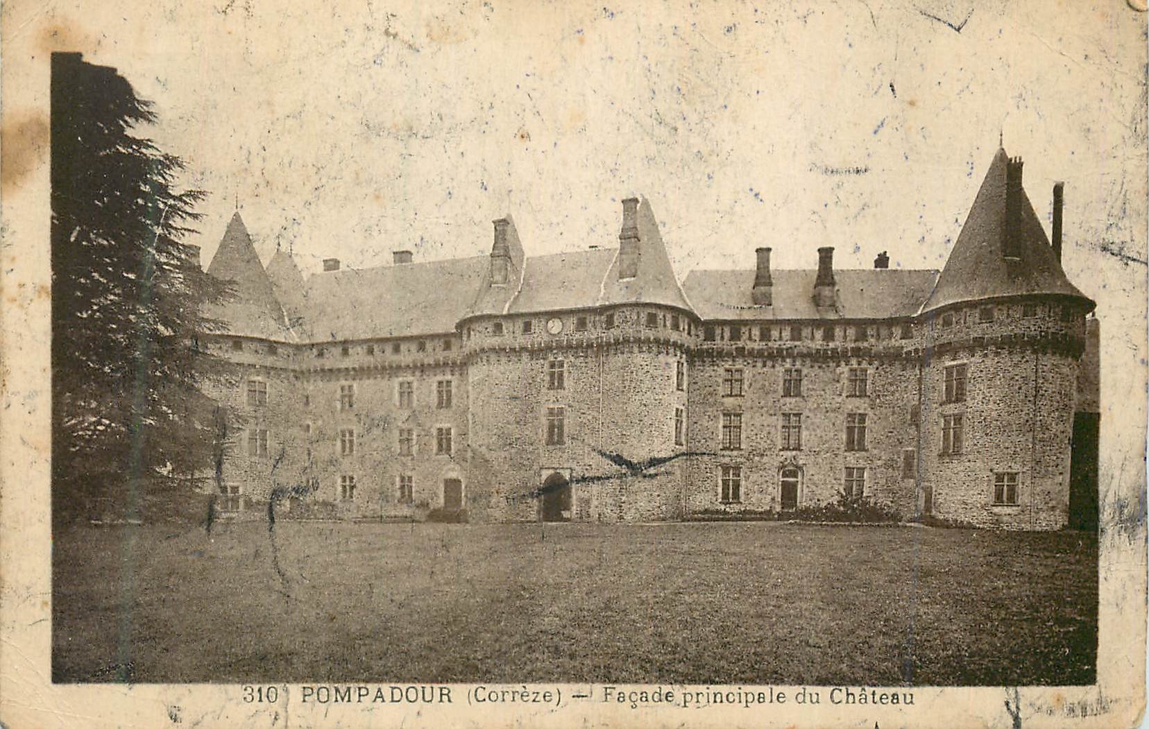 CPA 310 pompadour (correze) facade principale du chateau