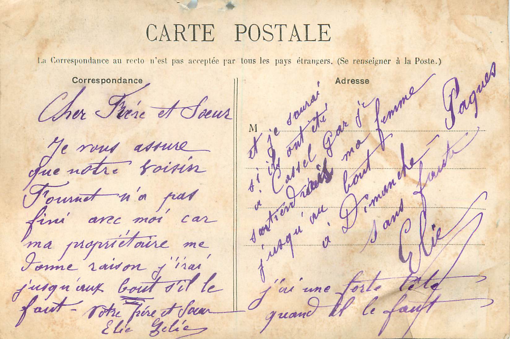 CPA 3 fives le mont de terre — Back