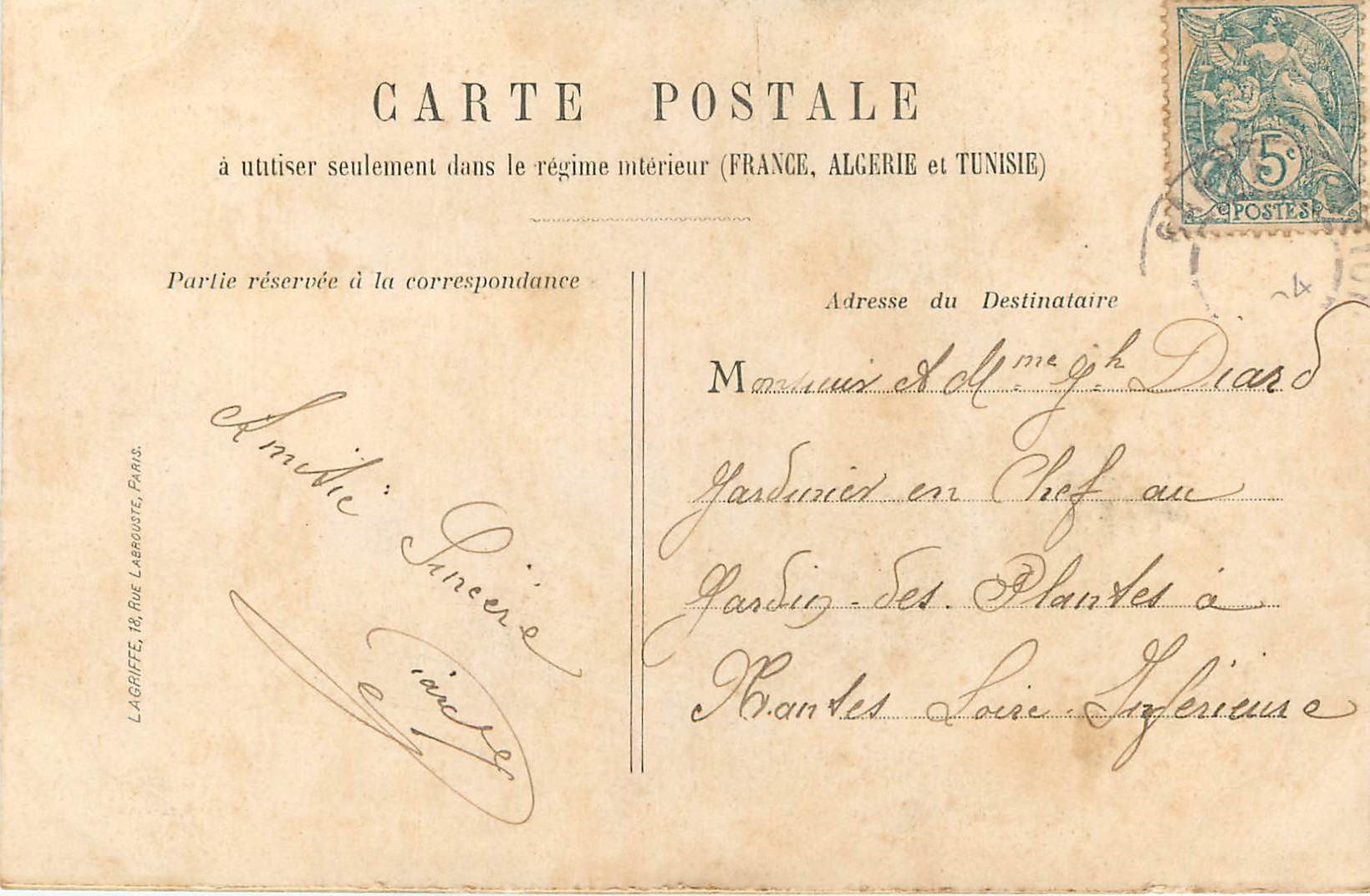 CPA Pres du port — Verso