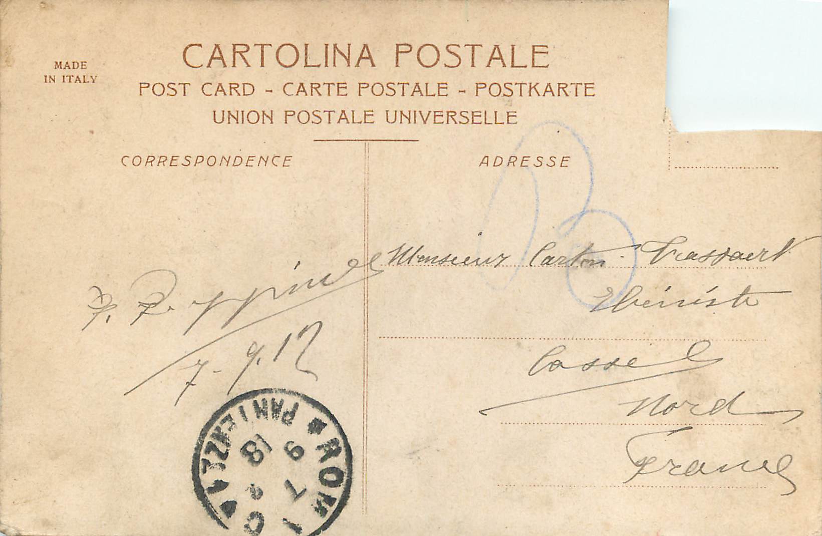 CPA Roma s pietro obelisco e fontana — Rückseite