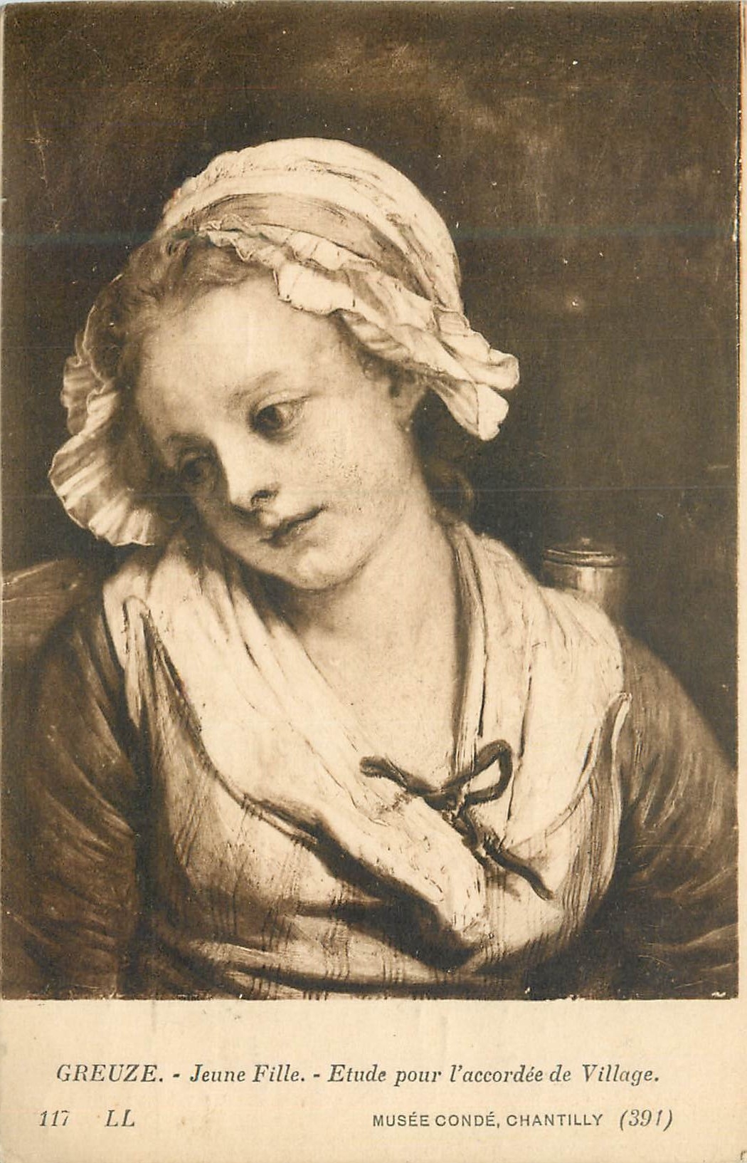 CPA Greuze jeune fille etude pour l accrordee de village musee conde chantilly(391)