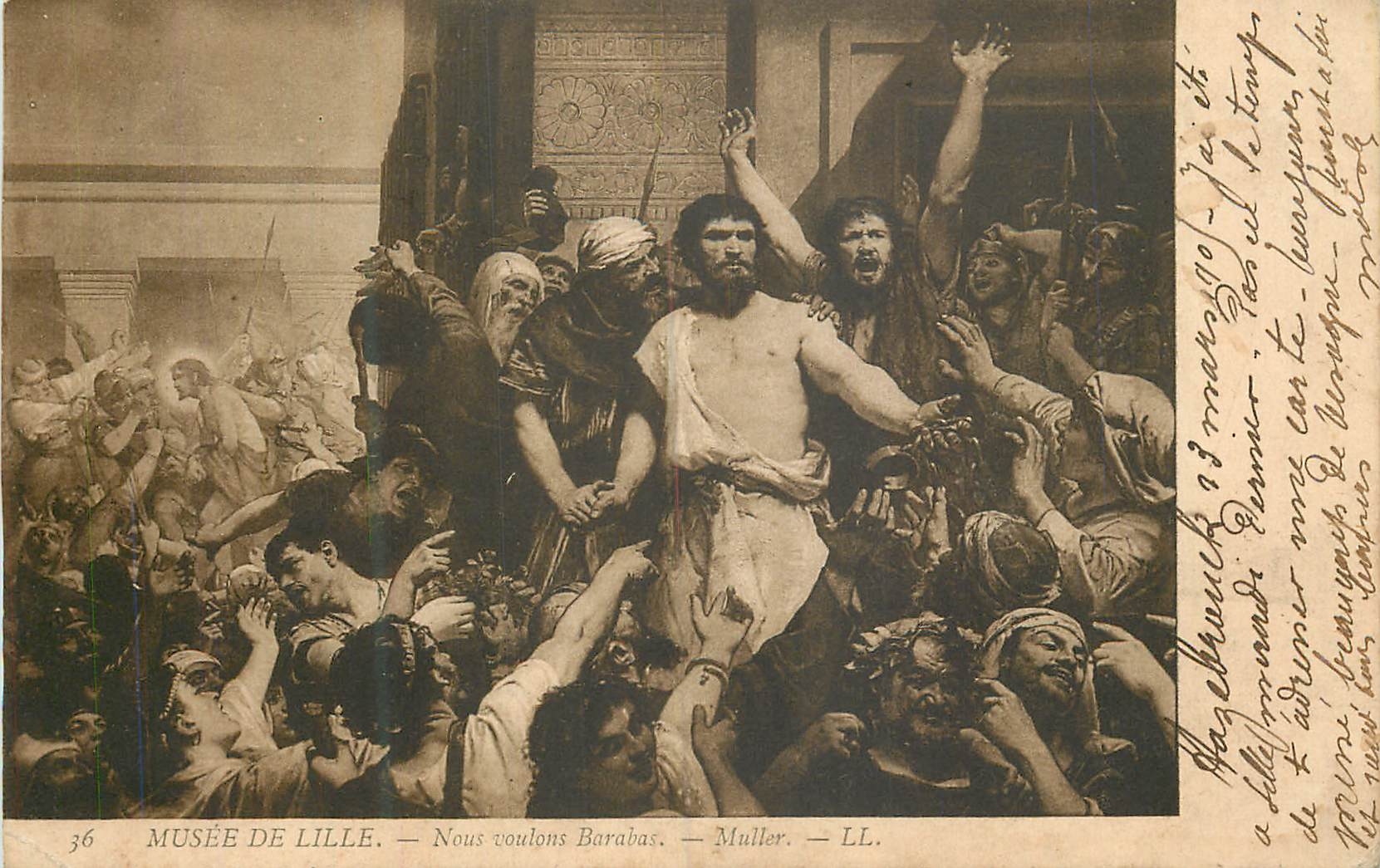 CPA Musee de lille nous voulons barabas muller