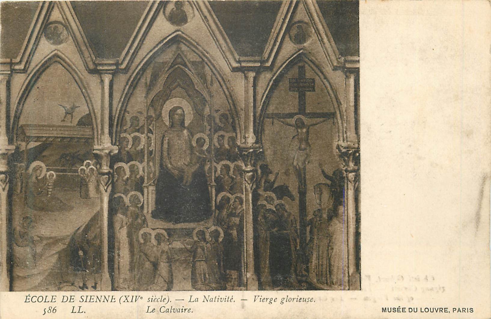 CPA Ecole de sienne(xiv siecle) la nativite vierge glorieuse le calvaire musee du louvre paris