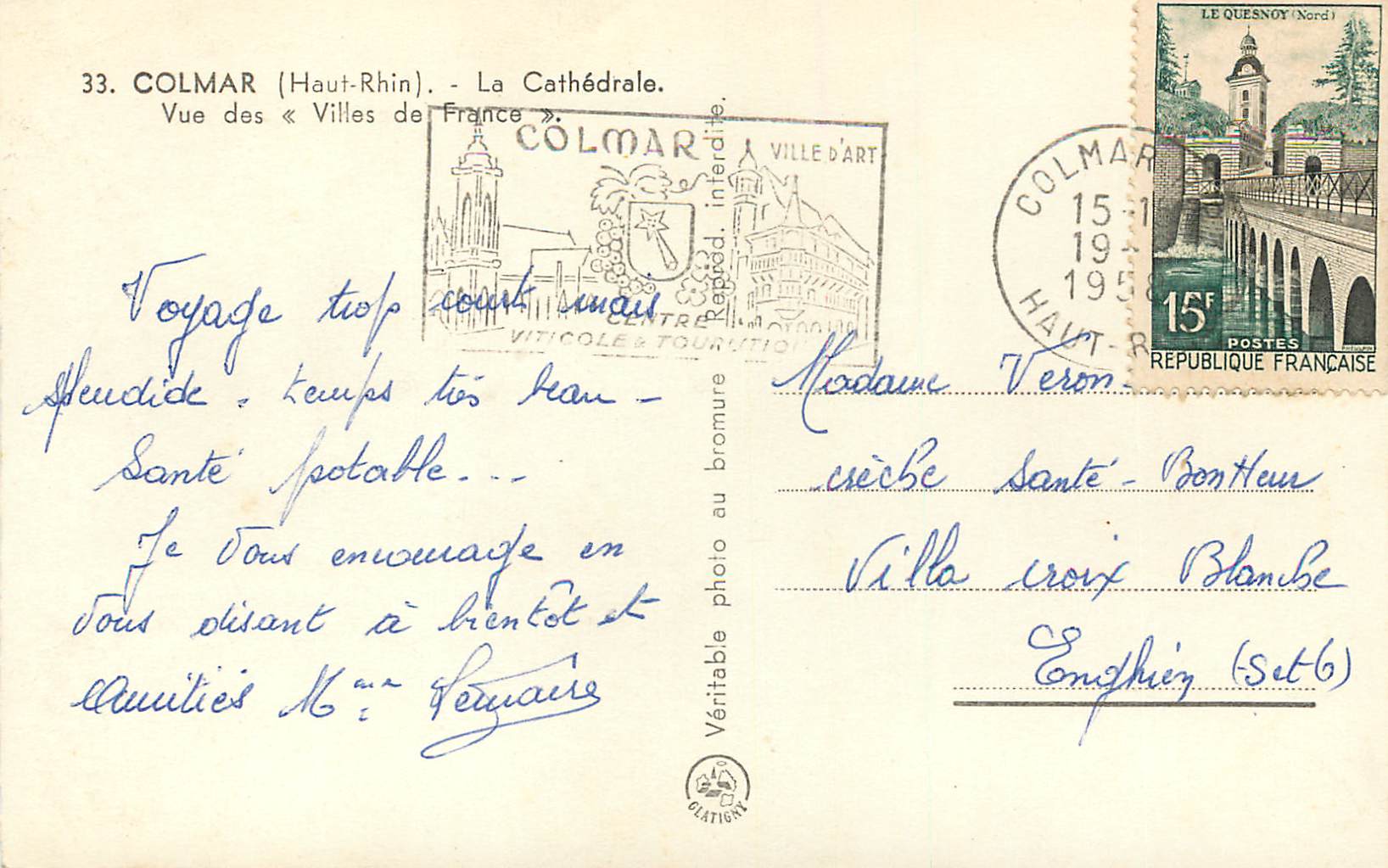 CPM 33 colmar (haut rhin) la cathedrale vue des villes de france — Rückseite