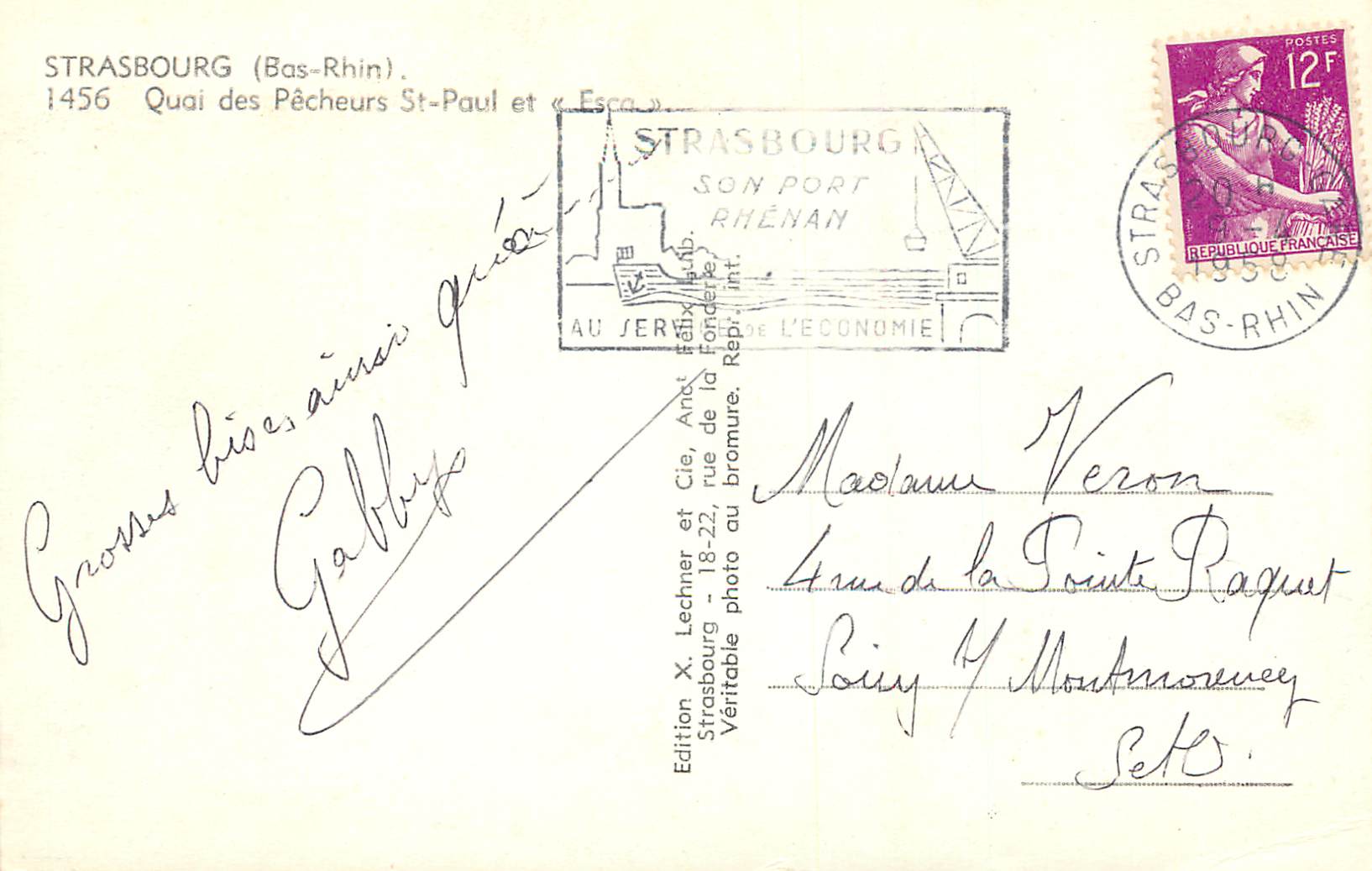 Strasbourg (Bas-Rhin) — Quai des Pêcheurs St-Paul et « Esca » — Edition X. Lechner et Cie — Rückseite