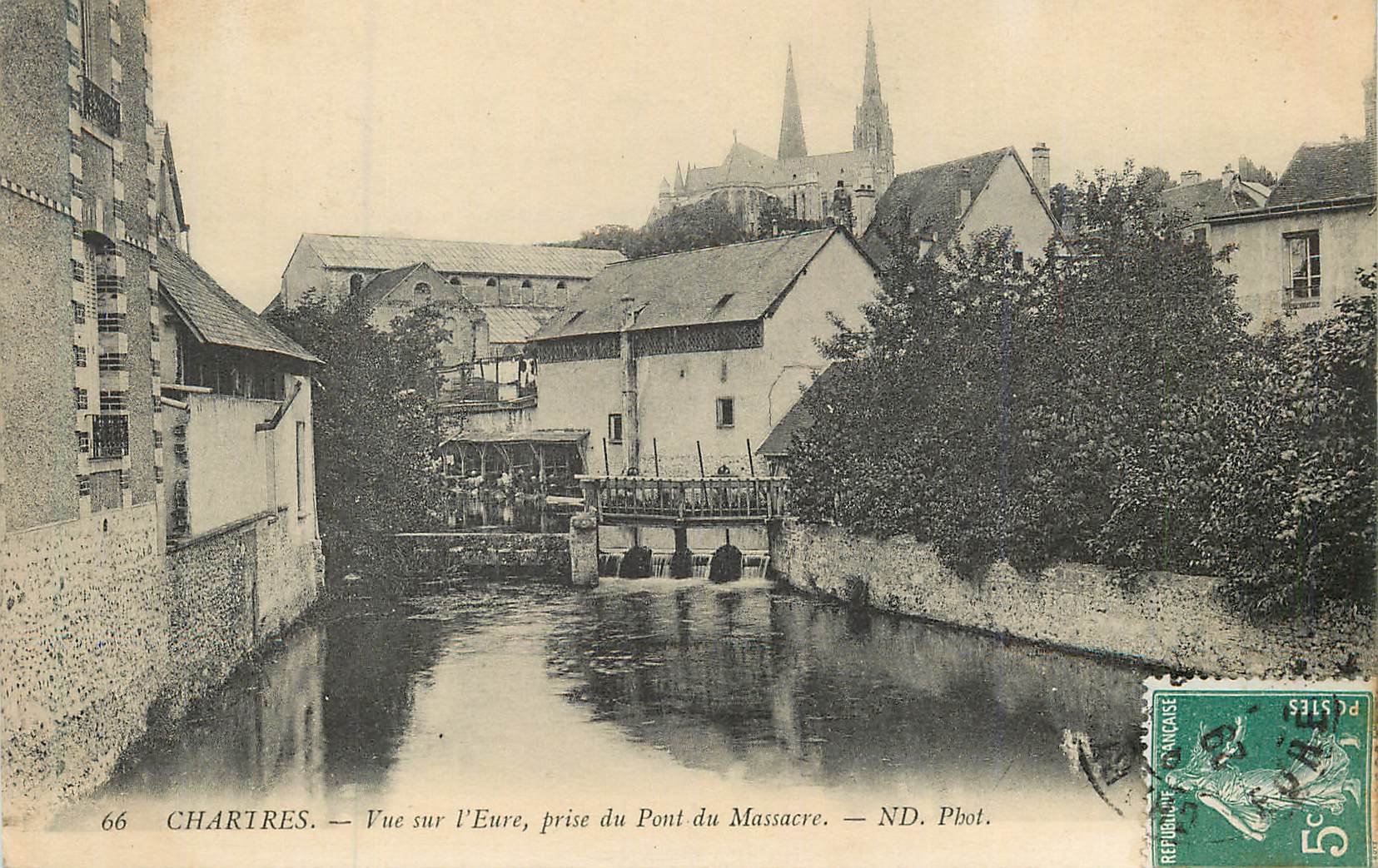 CPA 66 chartres vue sur l eure prise du pont du massacre